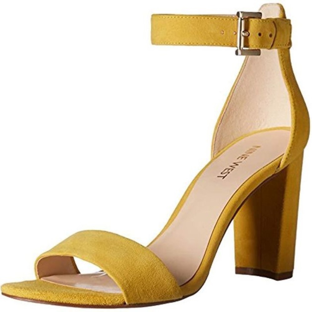 Nine West Nora Suede Yellow Mustard Heels